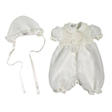 Pagliaccetto Battesimale In Organdis Di Seta Avorio Neonata PICCOLA GIUGGIOLA PALERMO - PICCOLA GIUGGIOLA - Luxury Kids