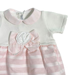 Pagliaccetto In Filo Di Cotone E Tessuto Operato Neonata LA SARTORIA DEI PICCOLI LP313 - LA SARTORIA DEI PICCOLI - Luxury Kids