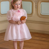 Abito In Organza a Righe  Mezza Manica Rosa Bambina PATACHOU 3633282