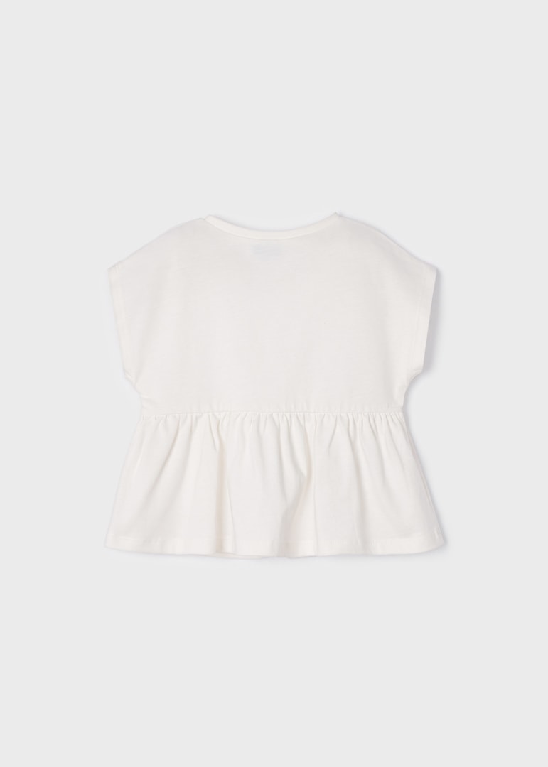 Maglietta Manica Corta Con Ricami In Cotone Sostenibile Bambina MAYORAL 3059 - MAYORAL - Luxury Kids
