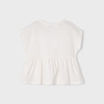 Maglietta Manica Corta Con Ricami In Cotone Sostenibile Bambina MAYORAL 3059 - MAYORAL - Luxury Kids