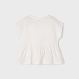 Maglietta Manica Corta Con Ricami In Cotone Sostenibile Bambina MAYORAL 3059 - MAYORAL - Luxury Kids