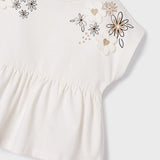 Maglietta Manica Corta Con Ricami In Cotone Sostenibile Bambina MAYORAL 3059 - MAYORAL - Luxury Kids
