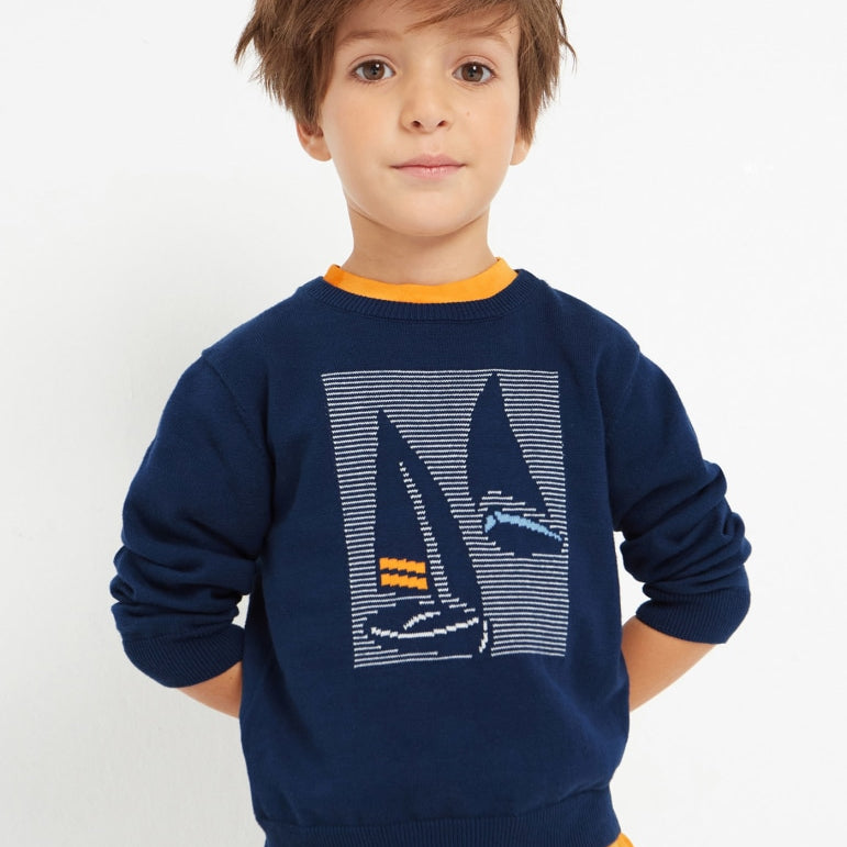 Maglioncino In Filo Di Cotone Con Motivo Stampato Bambino MAYORAL 3347 - MAYORAL - Luxury Kids