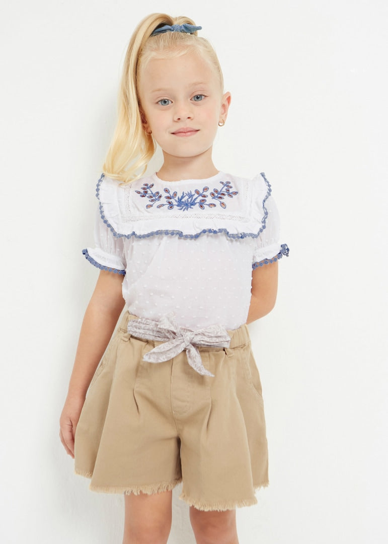 Shorts Con Cintura Stampata In Cotone Sostenibile Bambina MAYORAL 3209 - MAYORAL - Luxury Kids