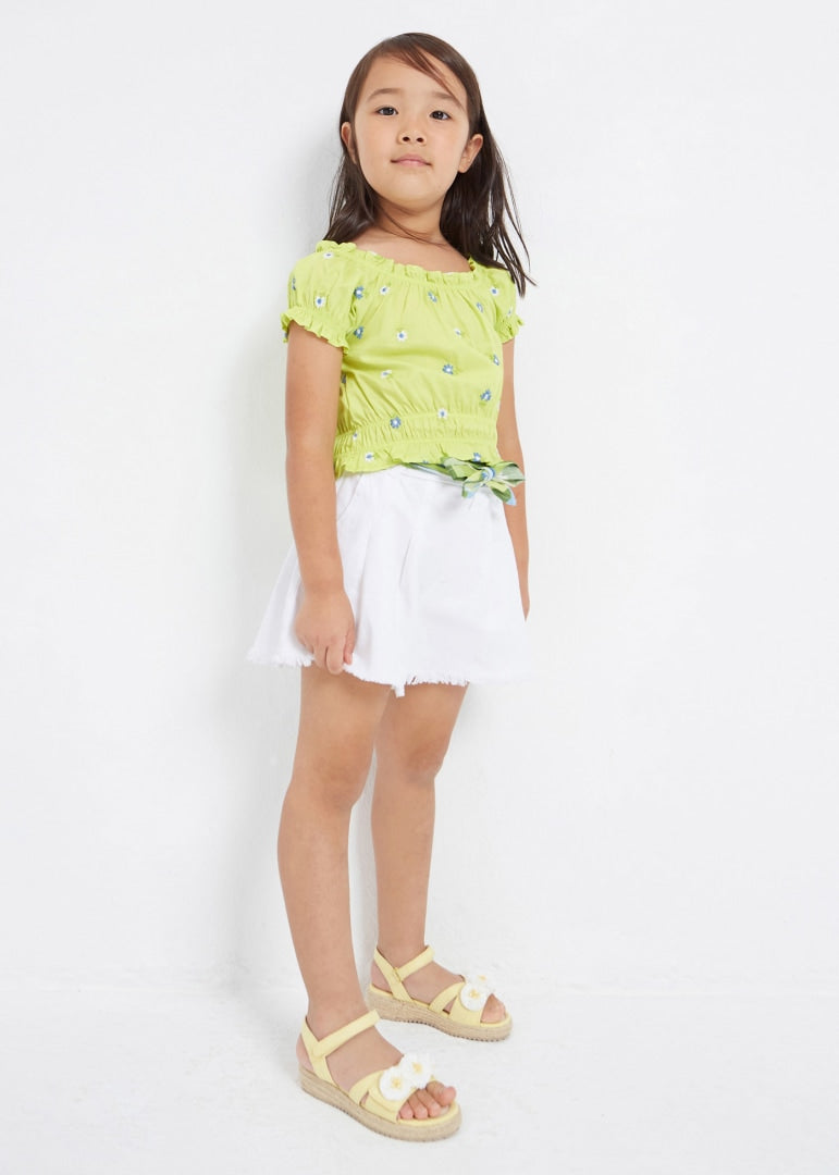 Shorts Con Cintura Stampata In Cotone Sostenibile Bambina MAYORAL 3209 - MAYORAL - Luxury Kids