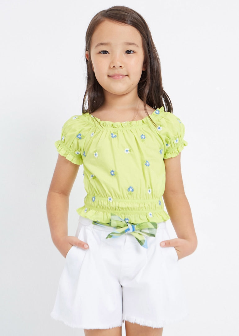 Shorts Con Cintura Stampata In Cotone Sostenibile Bambina MAYORAL 3209 - MAYORAL - Luxury Kids