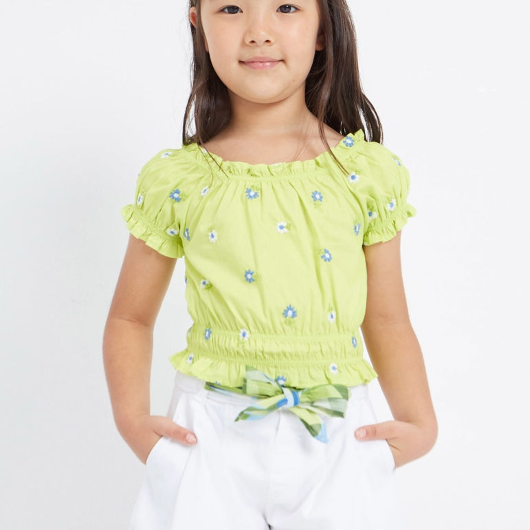 Shorts Con Cintura Stampata In Cotone Sostenibile Bambina MAYORAL 3209 - MAYORAL - Luxury Kids