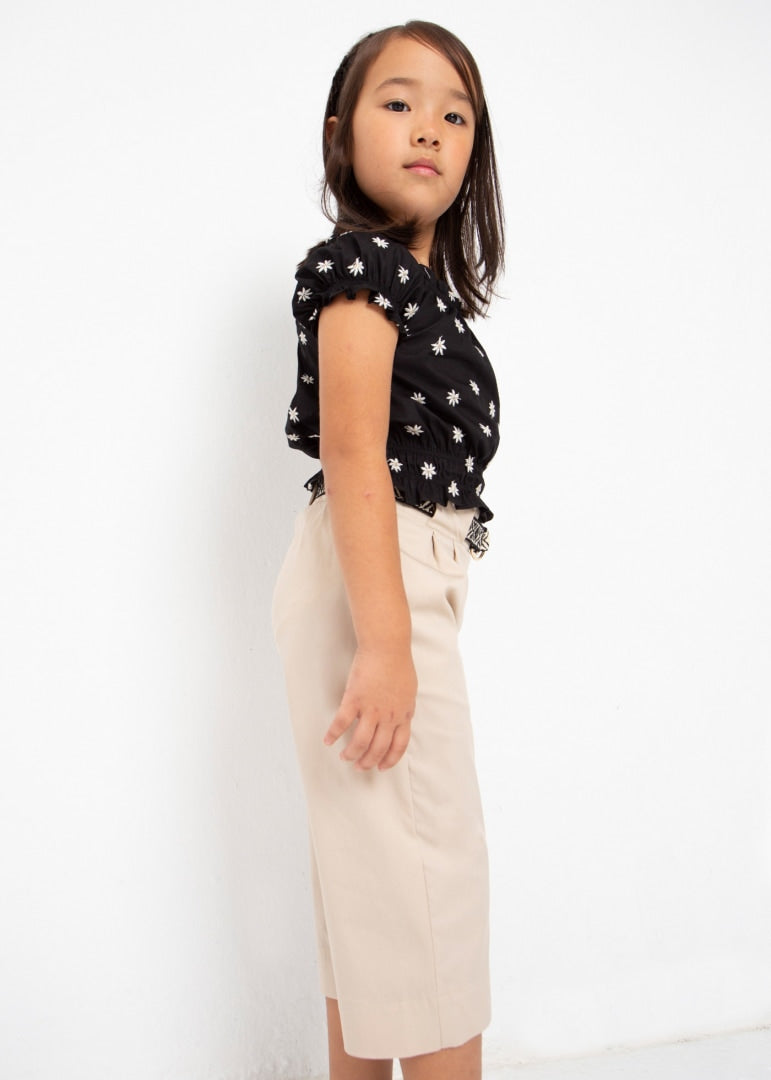 Pantalone Cropped Con Cintura In Cotone Bambina MAYORAL 3506 - MAYORAL - Luxury Kids
