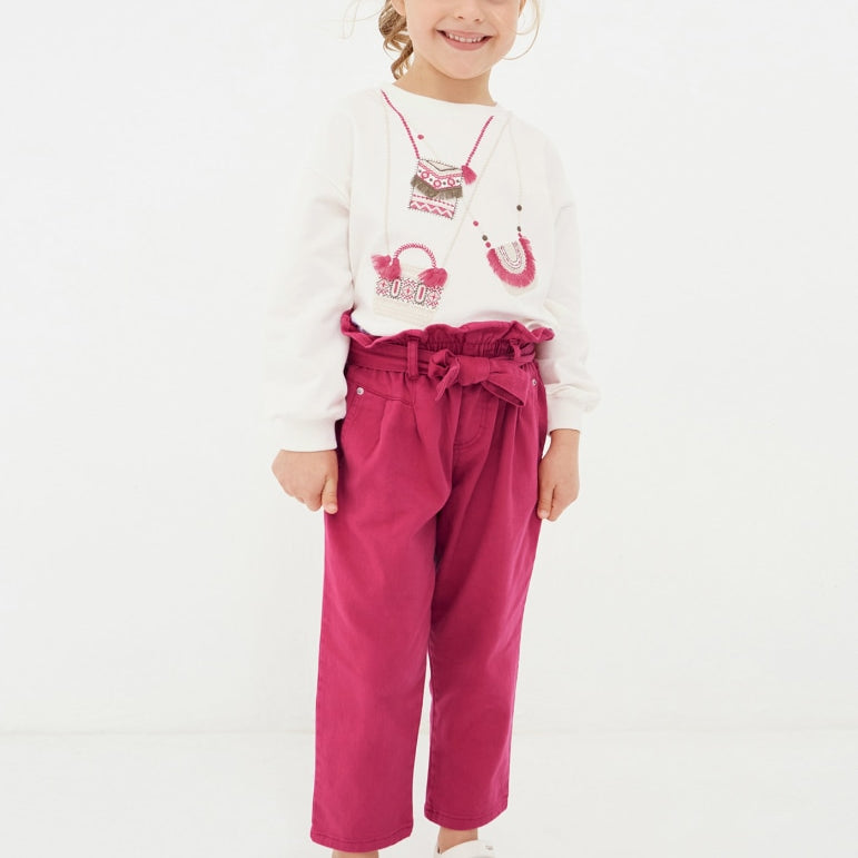 Pantalone Lungo Slouchy In Cotone Sostenibile Bambina MAYORAL 3502 - MAYORAL - Luxury Kids