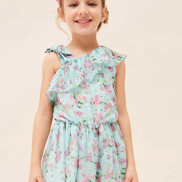 Tuta Corta Stampata In Chiffon Bambina MAYORAL 3842 - MAYORAL - Luxury Kids