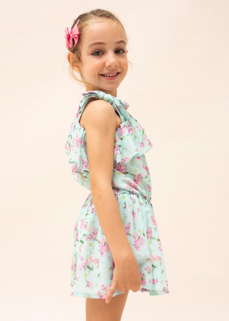 Tuta Corta Stampata In Chiffon Bambina MAYORAL 3842 - MAYORAL - Luxury Kids