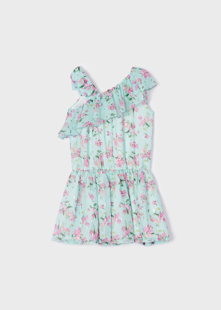 Tuta Corta Stampata In Chiffon Bambina MAYORAL 3842 - MAYORAL - Luxury Kids