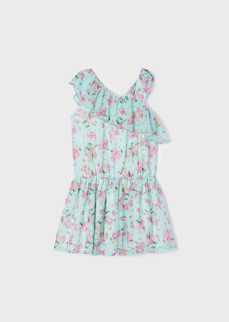 Tuta Corta Stampata In Chiffon Bambina MAYORAL 3842 - MAYORAL - Luxury Kids