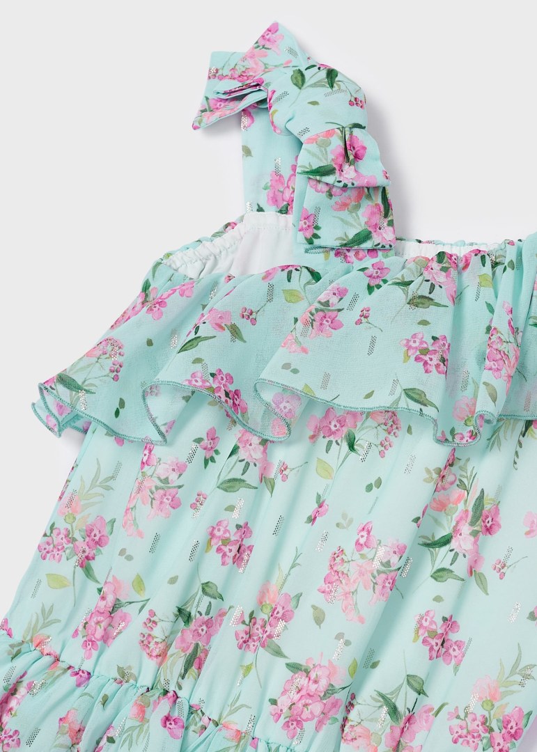 Tuta Corta Stampata In Chiffon Bambina MAYORAL 3842 - MAYORAL - Luxury Kids