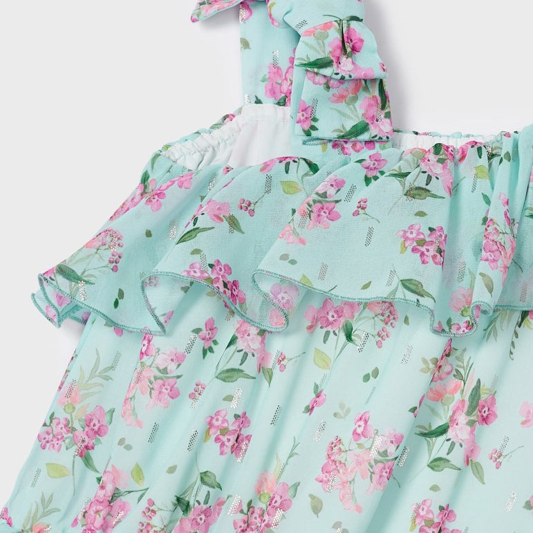 Tuta Corta Stampata In Chiffon Bambina MAYORAL 3842 - MAYORAL - Luxury Kids