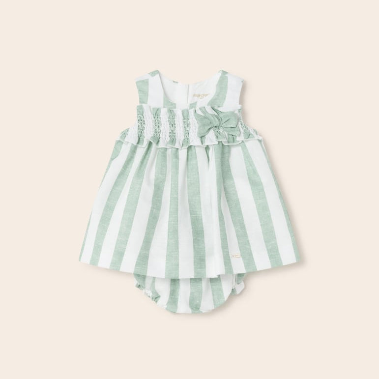 Abito Smanicato Con Culotte In Misto Lino Neonata MAYORAL 1820 - MAYORAL - Luxury Kids